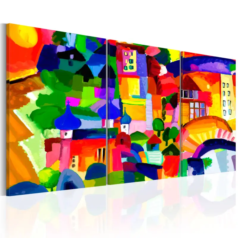 Schilderij - Colourful Town - 60x30 Solde