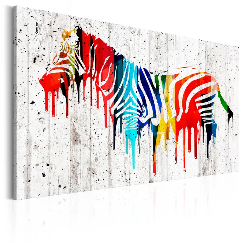 Bon Plan Schilderij - Colourful Zebra - 120x80