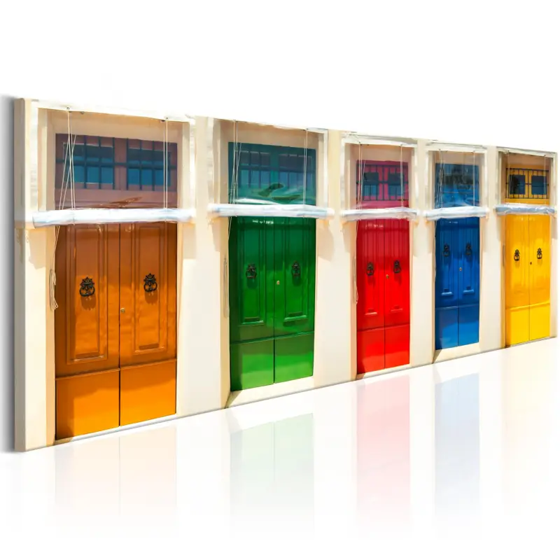 Schilderij - Colourful Doors - 120x40 Promotion Saisonnière