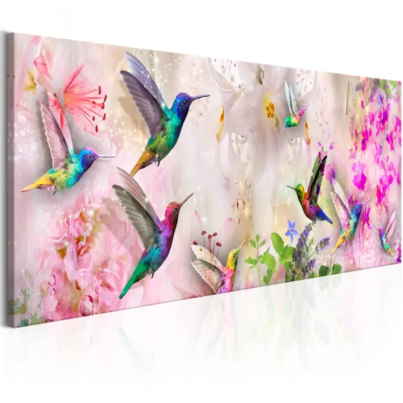 Commande En Gros Schilderij - Colourful Hummingbirds (1 Part) Narrow - 150x50
