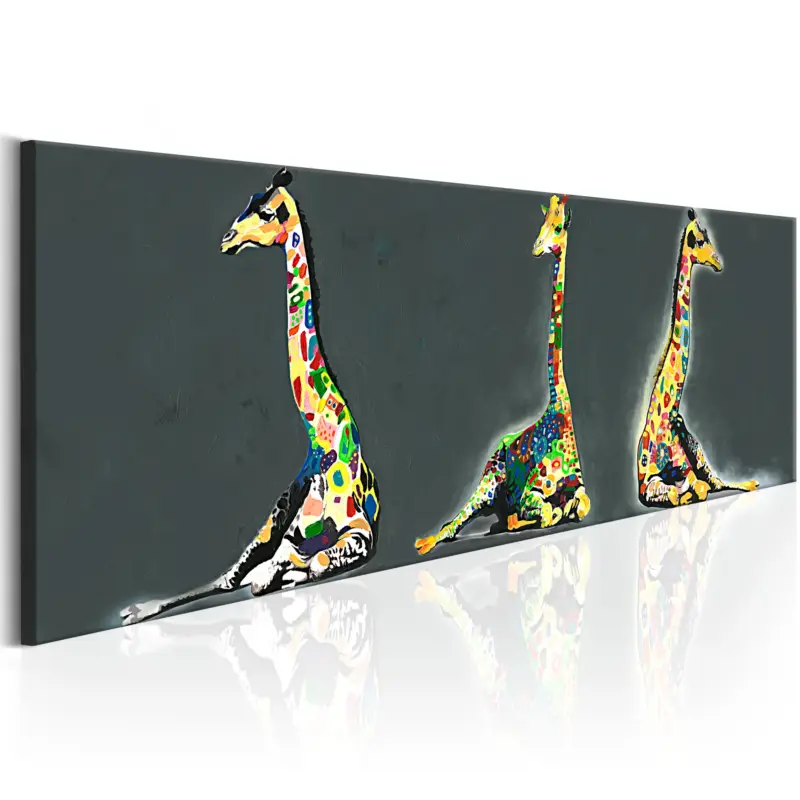 Schilderij - Colourful Giraffes - 120x40 Pas Cher