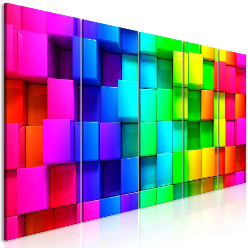 Schilderij - Colourful Cubes (5 Parts) Narrow - 200x80 Remise