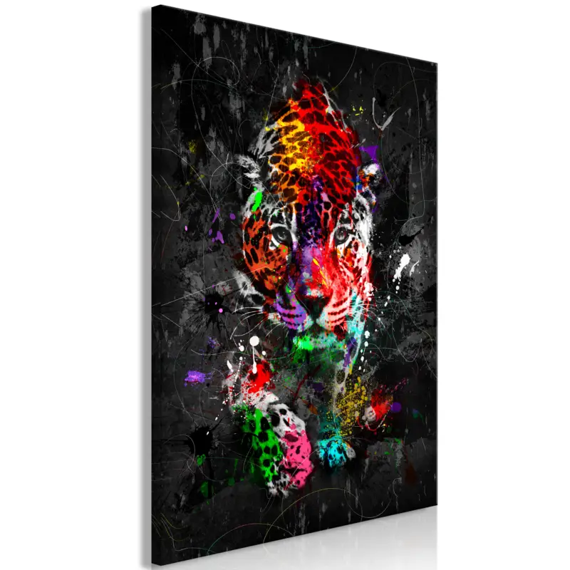 Achat Immédiat Schilderij - Colourful Animals: Panther (1 Part) Vertical - 40x60