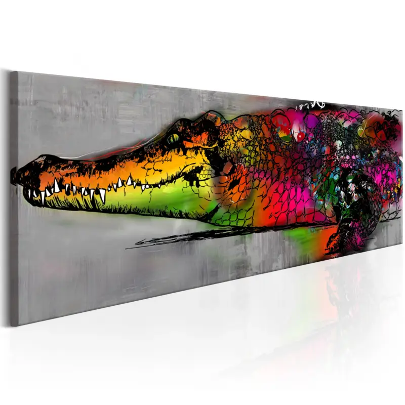 Schilderij - Colourful Alligator - 135x45 Affaire À Saisir