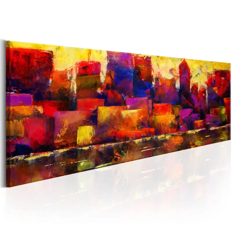 Schilderij - Colourful City Skyline - 120x40 Quantité Limitée