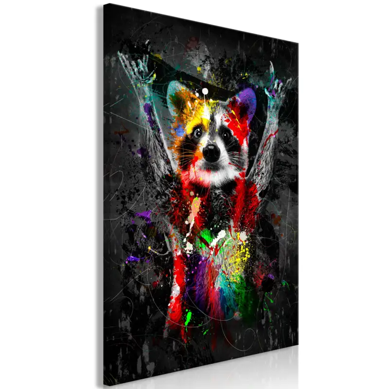 Schilderij - Colourful Animals: Racoon (1 Part) Vertical - 80x120 Offre Du Jour