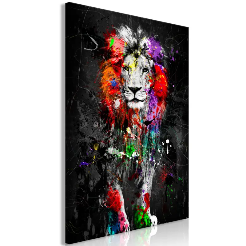 Schilderij - Colourful Animals: Lion (1 Part) Vertical - 80x120 Nouveauté