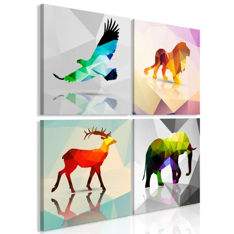 Schilderij - Colourful Animals (4 Parts) - 90x90 Solde