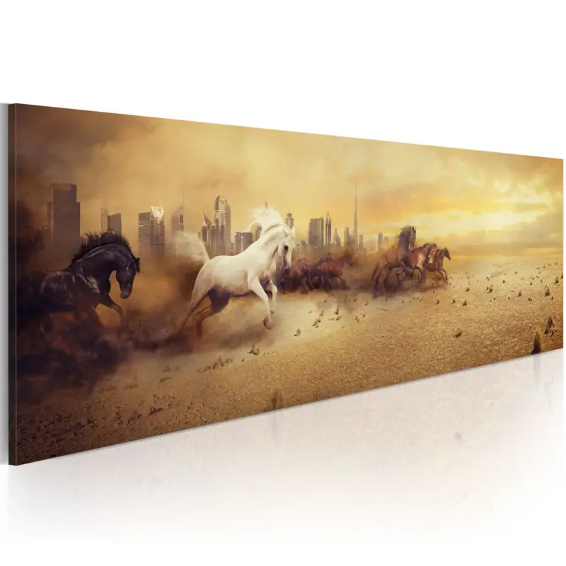 Schilderij - City of stallions - 120x40 Offre Spéciale