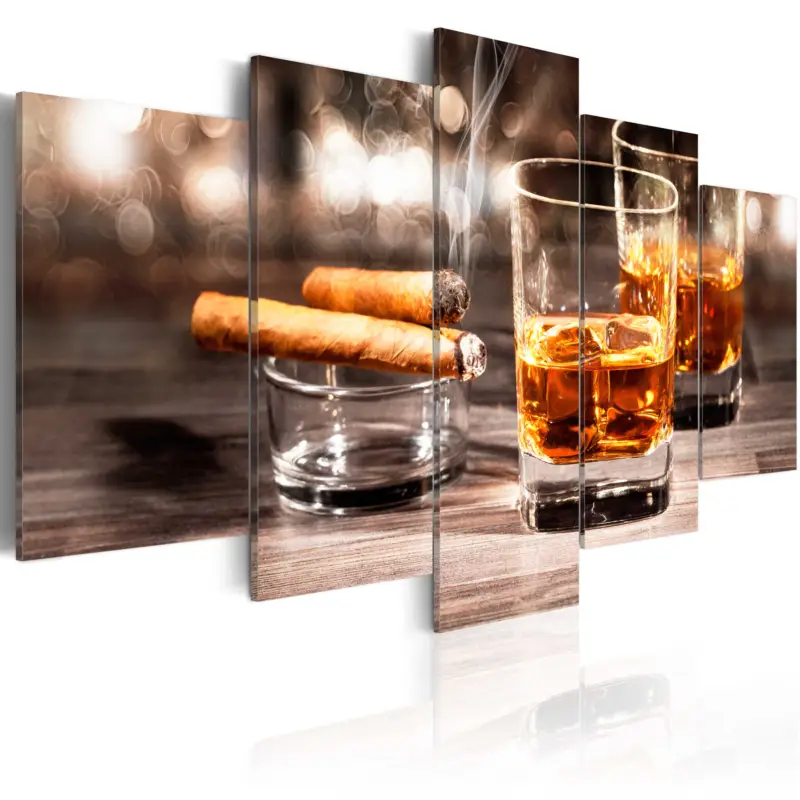 Vente Directe Schilderij - Cigar and whiskey - 100x50
