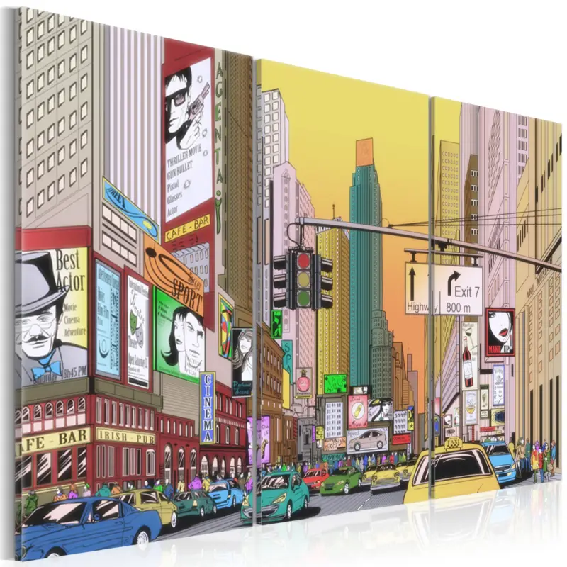 Authentique Schilderij - Cartoon city - 60x40