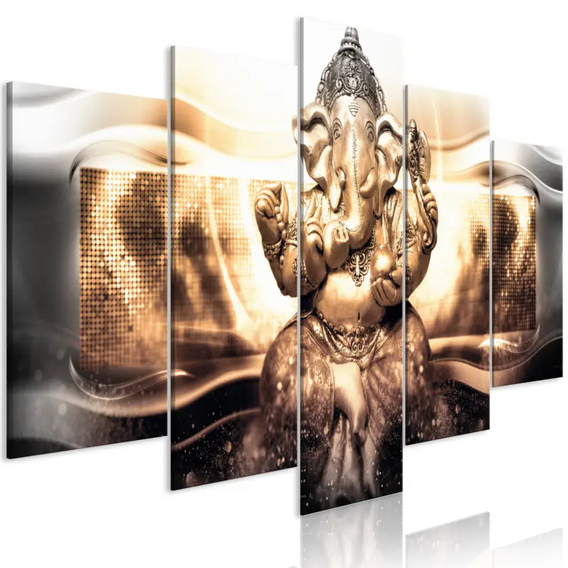 Top Vente Schilderij - Buddha Style (5 Parts) Golden Wide - 200x100