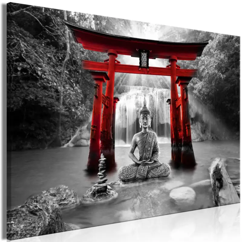Vente Directe Schilderij - Buddha Smile (1 Part) Wide Red - 120x80
