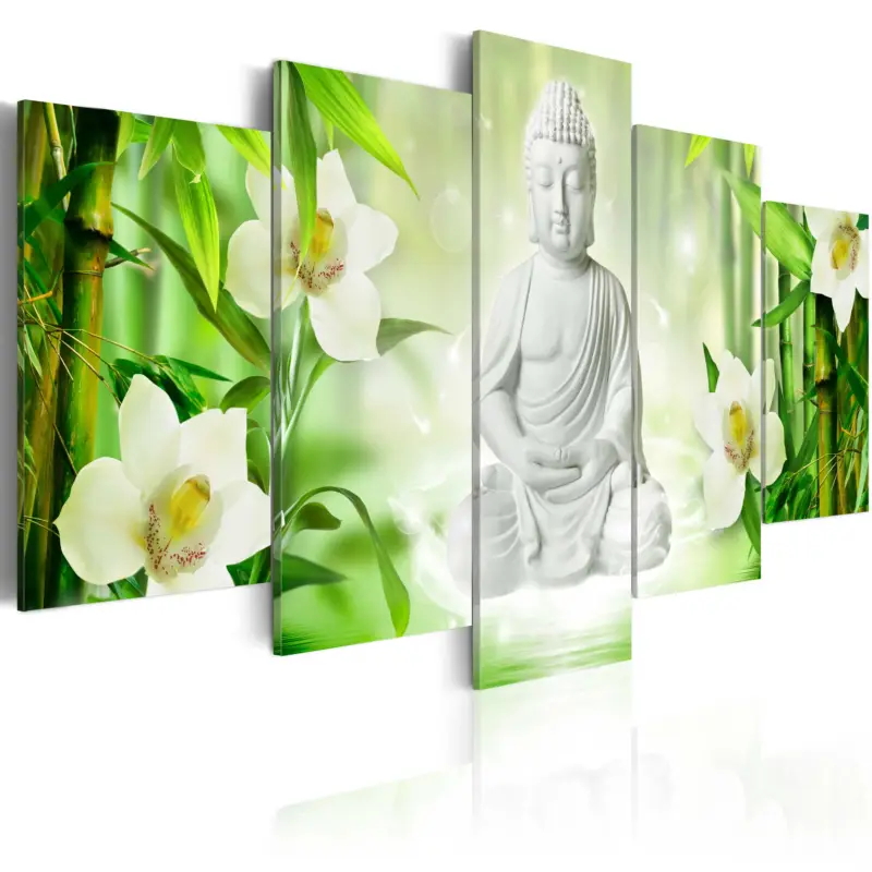 Bon Plan Schilderij - Buddha and jasmine - 100x50