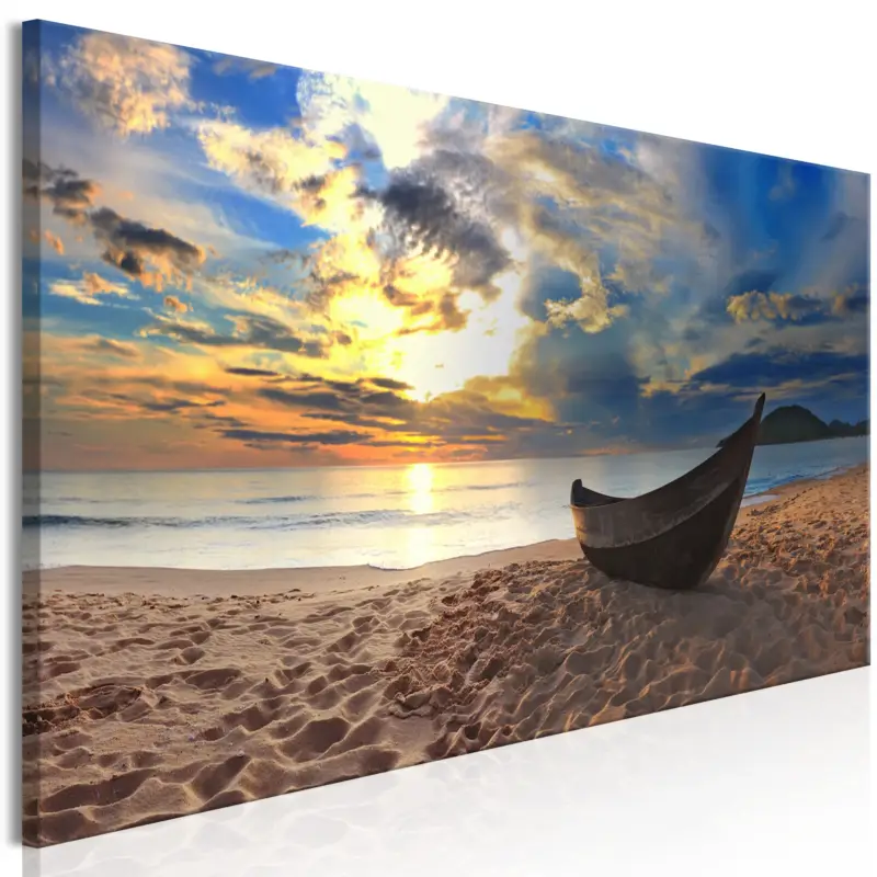 Acheter En Ligne Schilderij - Boat on the Beach (1 Part) Narrow - 135x45