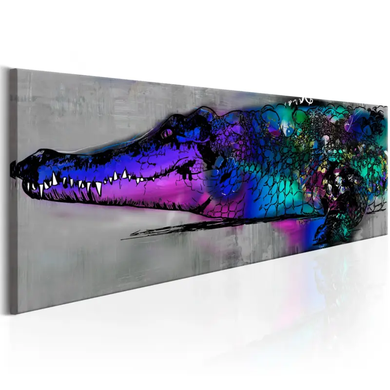 Solde Schilderij - Blue Alligator - 120x40
