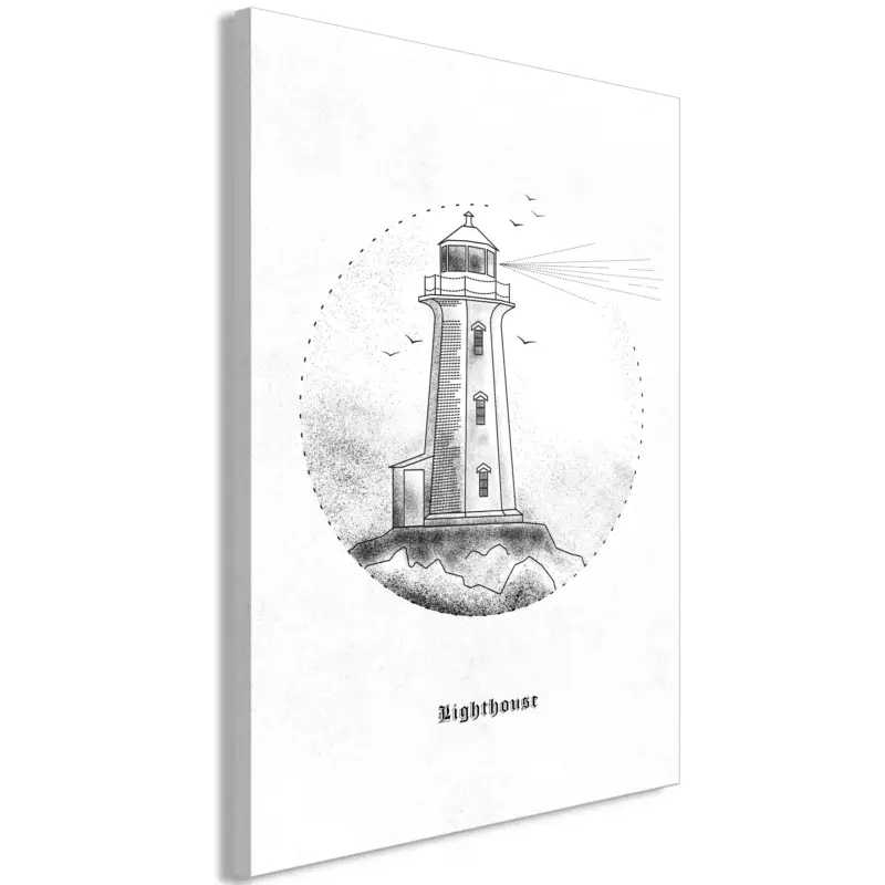 Commande En Gros Schilderij - Black and White Lighthouse (1 Part) Vertical - 40x60
