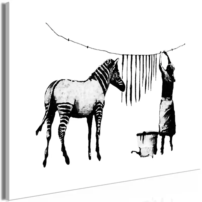 Soldes Schilderij - Banksy: Washing Zebra (1 Part) Wide - 90x60