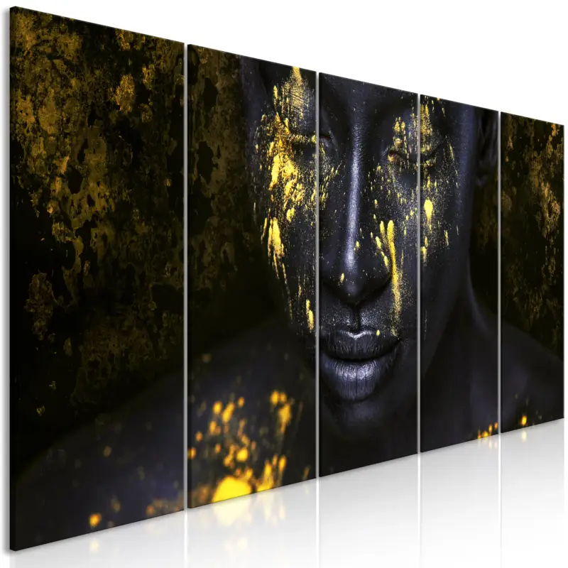 Bon Plan Schilderij - Bathed in Gold (5 Parts) Narrow - 200x80