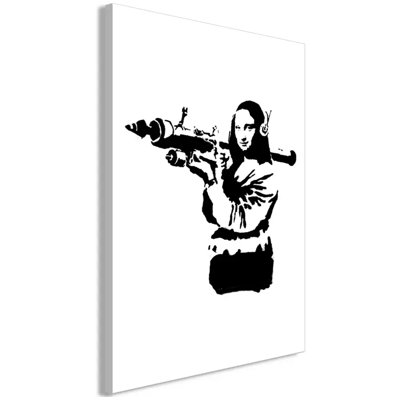 Dernier Modèle Schilderij - Banksy Mona Lisa with Rocket Launcher (1 Part) Vertical - 40x60