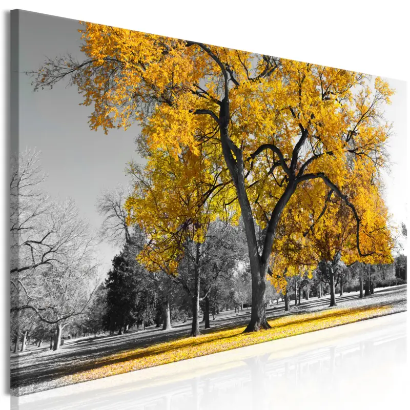 Solde Schilderij - Autumn in the Park (1 Part) Narrow Gold - 135x45