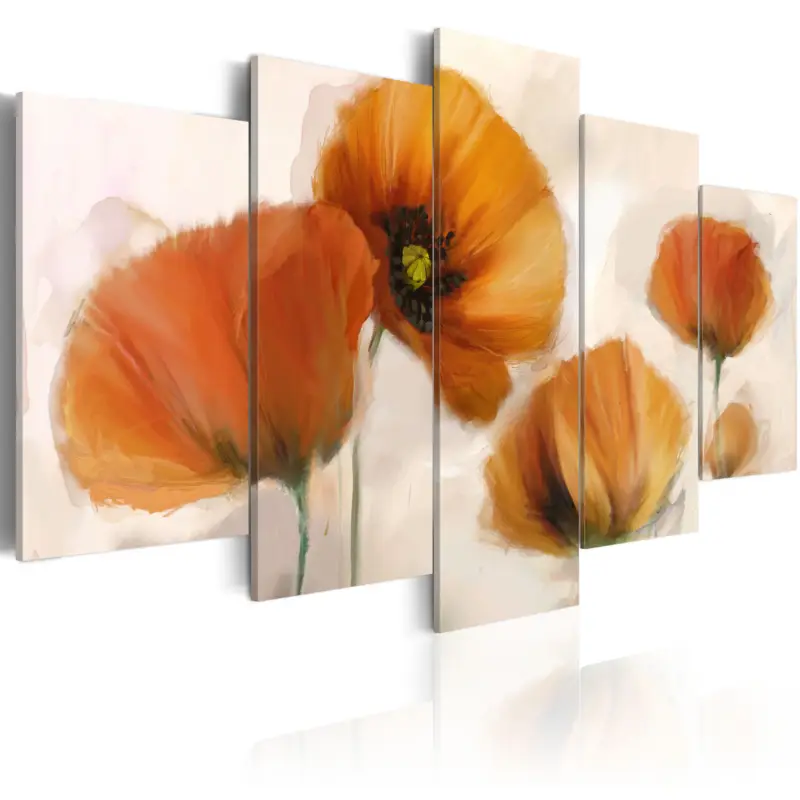 Jusqu’à Épuisement Des Stocks Schilderij - Artistic poppies - 5 pieces - 100x50