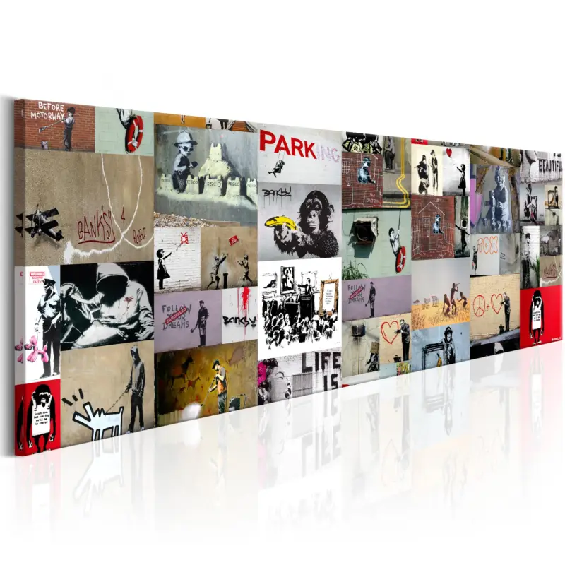 Vente Directe Schilderij - Art of Collage: Banksy II - 135x45