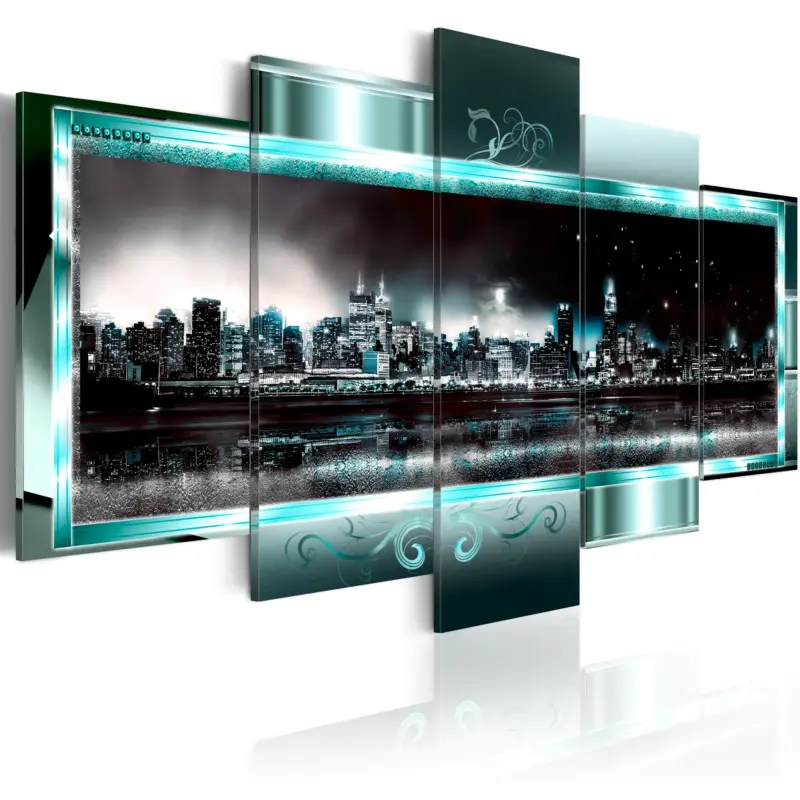 Schilderij - Turquoise New York: Starry Night - 200x100 Bon Plan