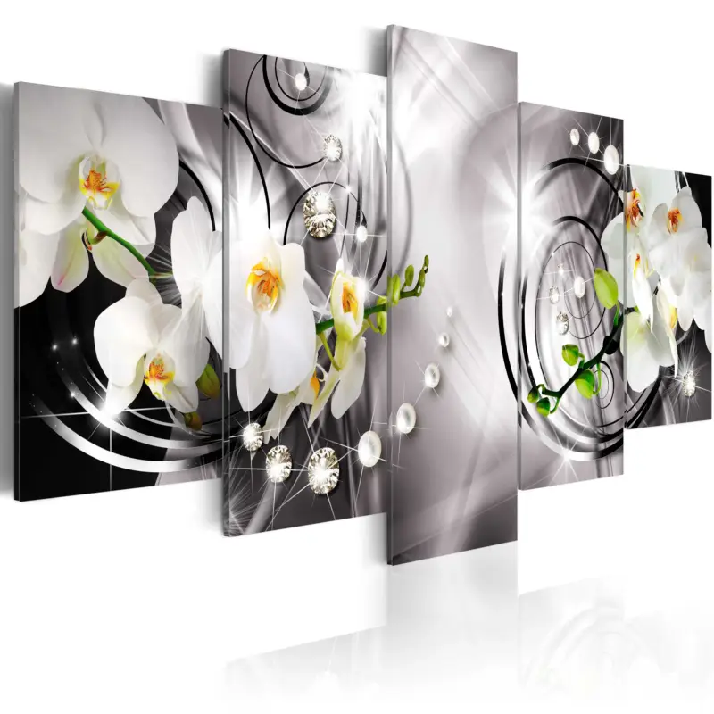 Vente Directe Schilderij - Orchid, pearls and diamonds - 100x50