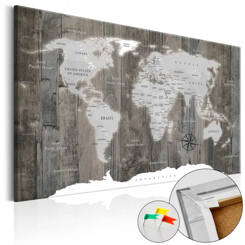 Top Vente Kurk schilderij - World of Wood [Cork Map] - 60x40