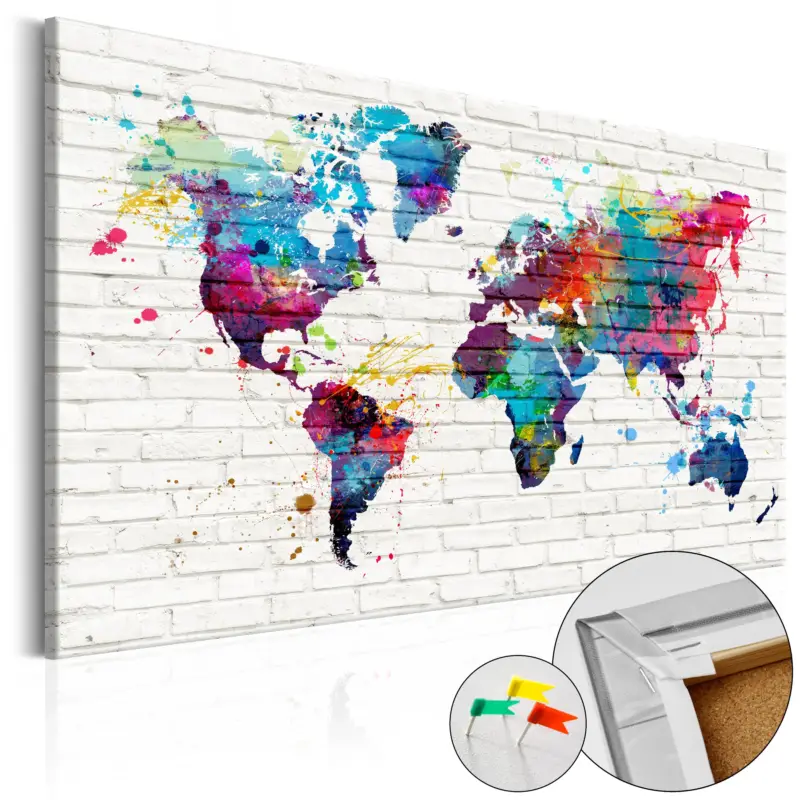 Certifié Kurk schilderij - Walls of the World [Cork Map] - 120x80