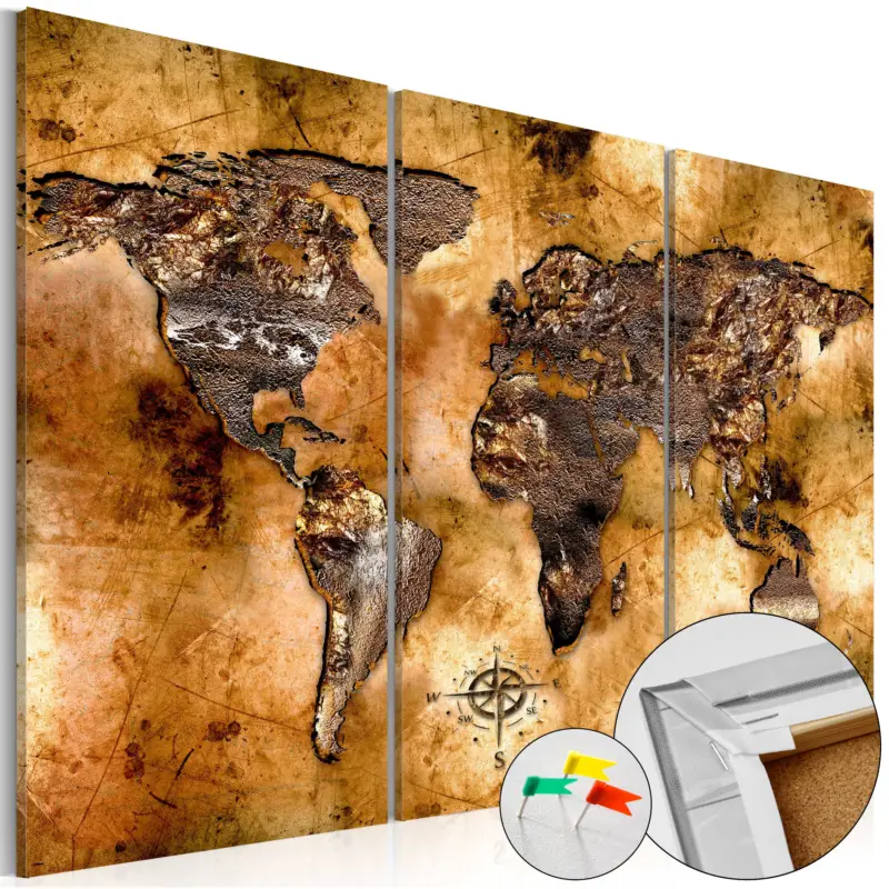 Acheter Direct Kurk schilderij - Shade of Gold [Cork Map] - 90x60