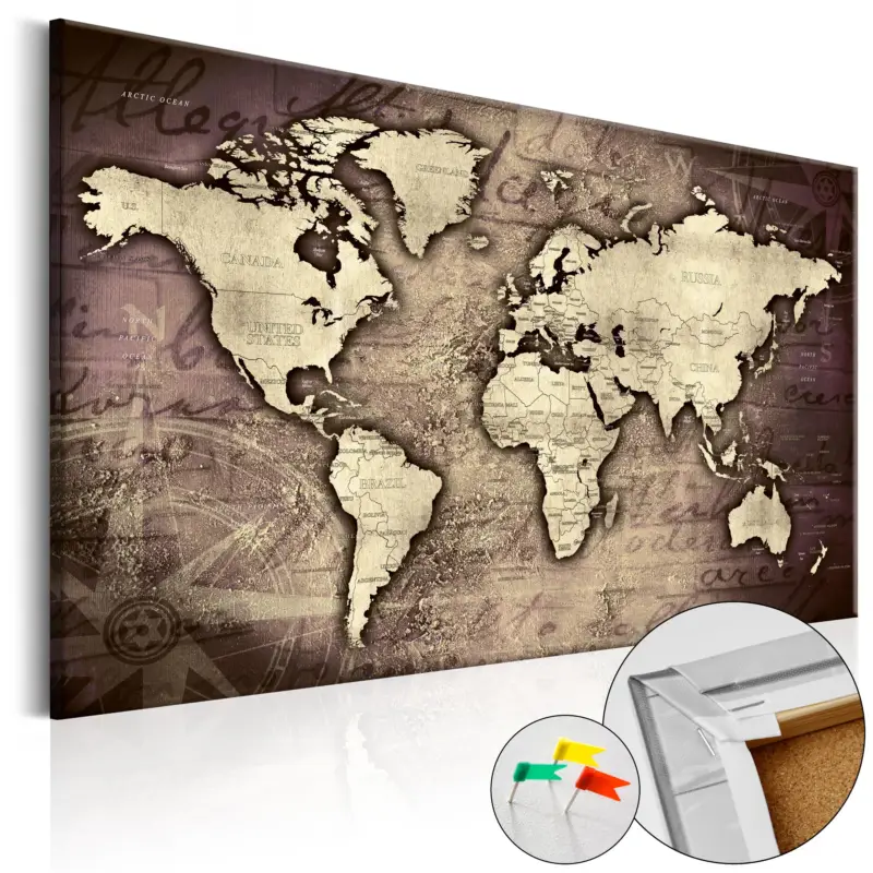 Soldes Kurk schilderij - Precious World [Cork Map] - 90x60