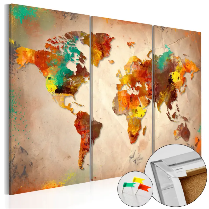 Jusqu’à Épuisement Des Stocks Kurk schilderij - Painted World [Cork Map] - 60x40