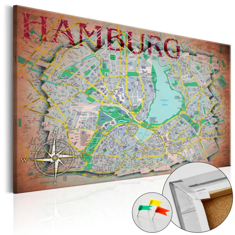 Achetez Aujourd’hui Kurk schilderij - Hamburg [Cork Map] - 90x60