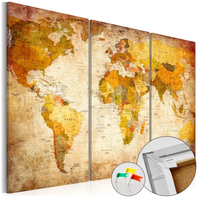Vente Flash Kurk schilderij - Antique Travel [Cork Map] - 60x40