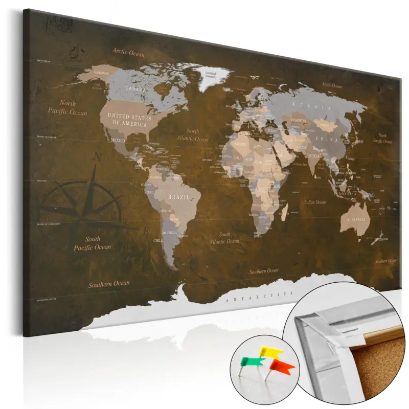 Kurk schilderij - Cinnamon Travels [Cork Map] - 120x80 Prix Bas