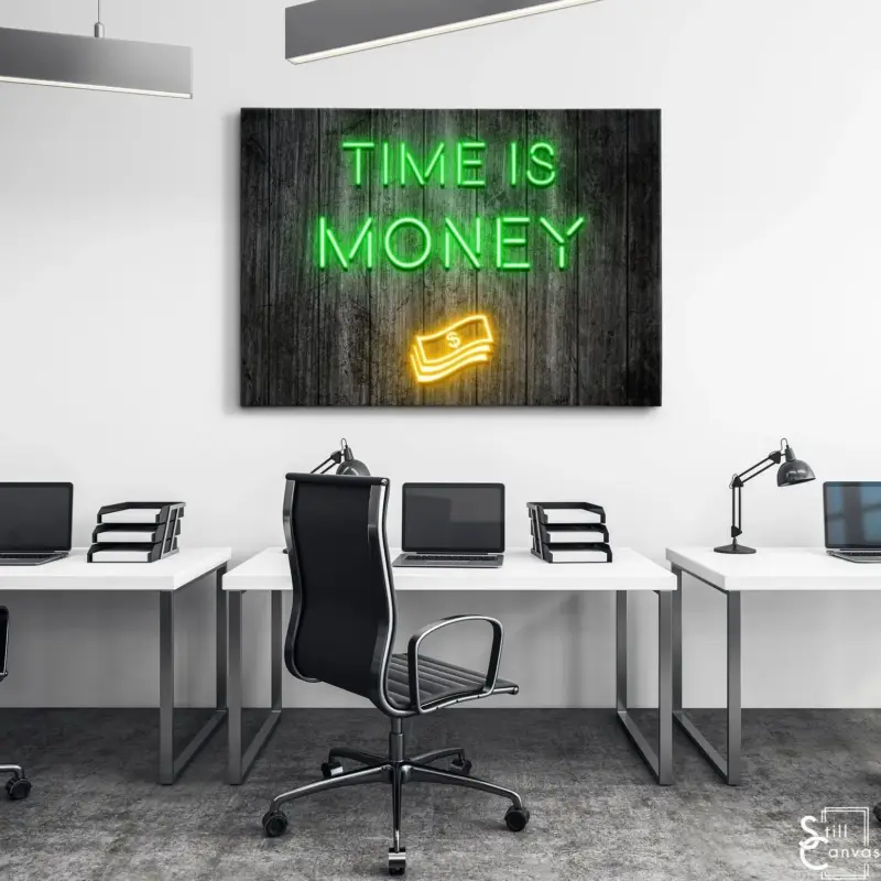 Bon Plan Time is Money Canvas schilderij - 40 x 30 cm