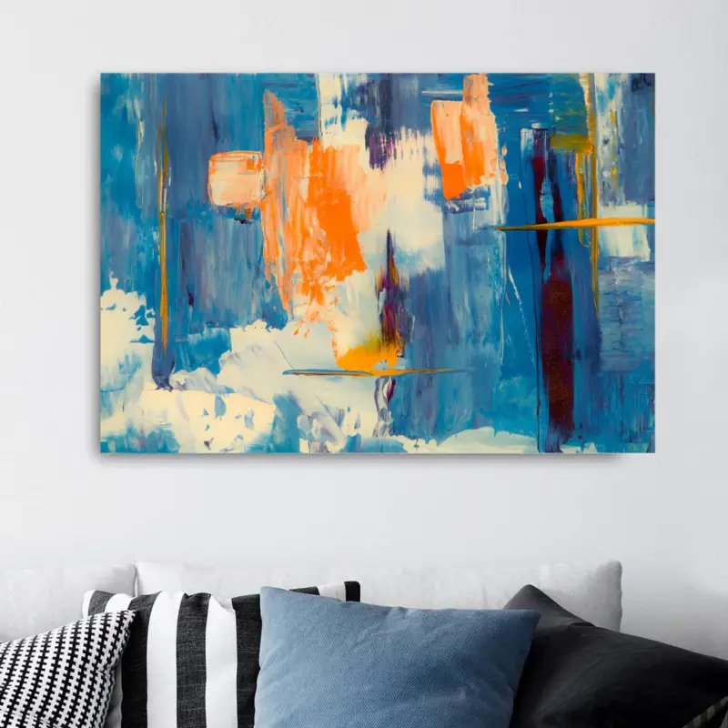 Antille Blue Abstract Canvas schilderij - 50 x 40 cm Top Vente