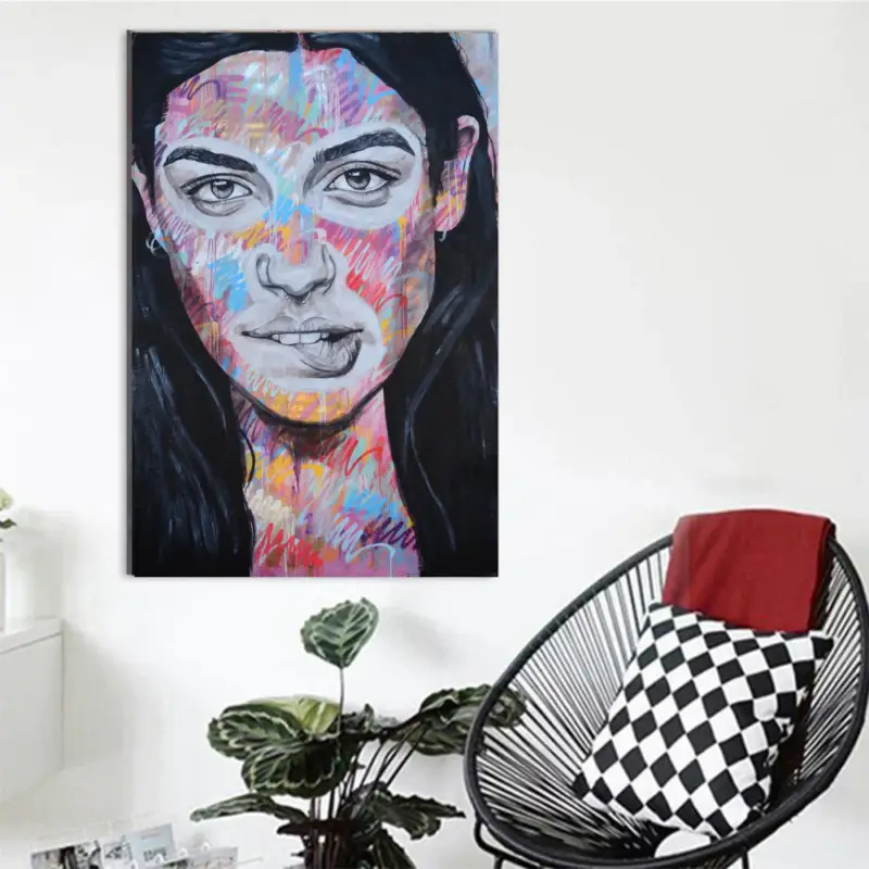 Steel Portrait Street Art Canvas schilderij - 75 x 50 cm Commander Vite