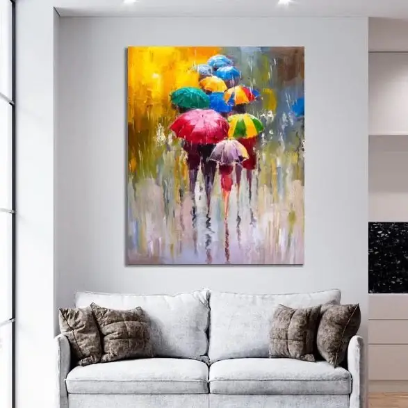 Colours In The Rain Canvas schilderij - 75 x 50 cm Livraison Gratuite