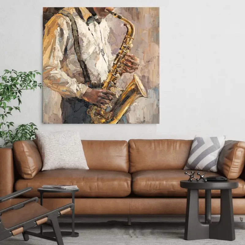 The Sax Man Canvas schilderij - 60 x 40 cm Vente Directe