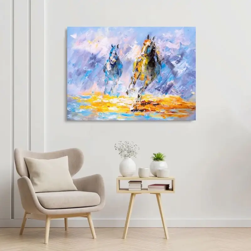 Wild Horses Canvas schilderij - 75 x 50 cm Acheter En Ligne