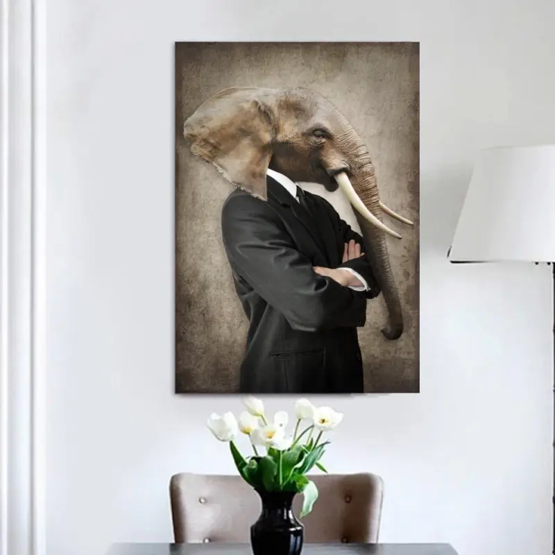 Elephant In A Suit Canvas schilderij - 60 x 40 cm Meilleure Vente