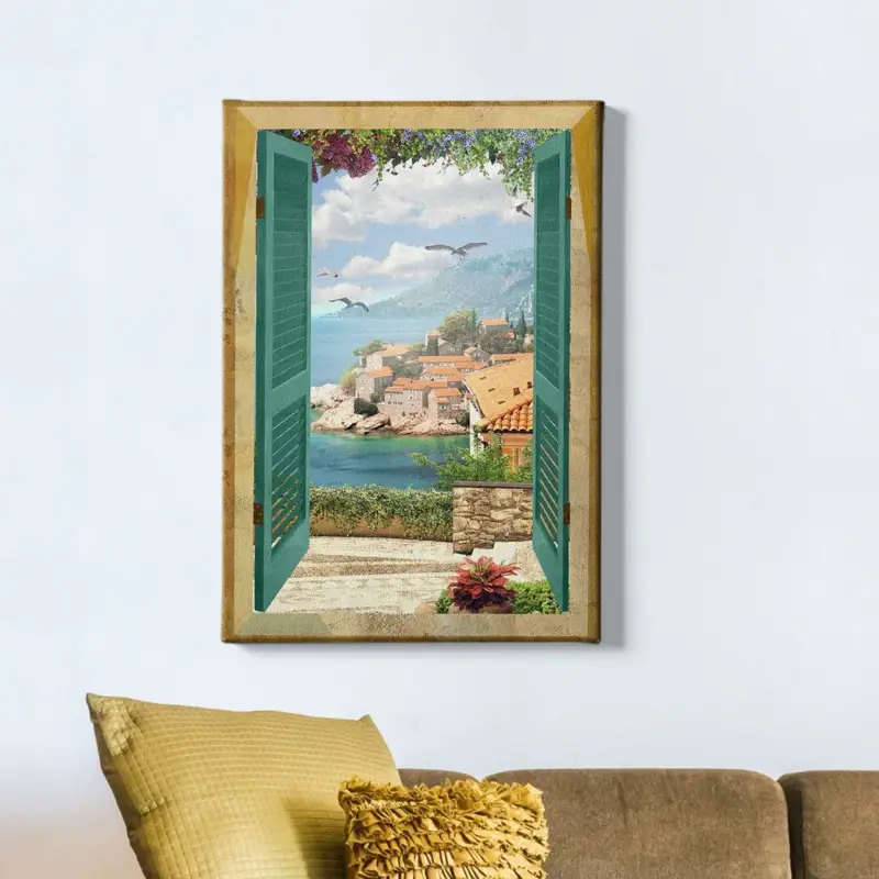 Top Vente Italian Window Canvas schilderij - 90 x 60 cm