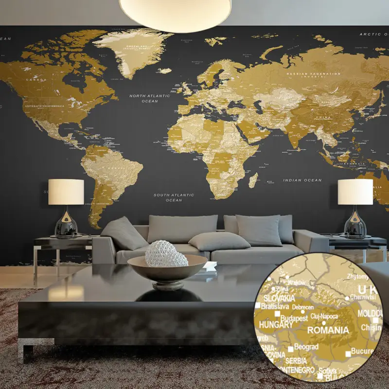 Top Vente Fotobehang XXL - World Map: Modern Geography II - 500x280