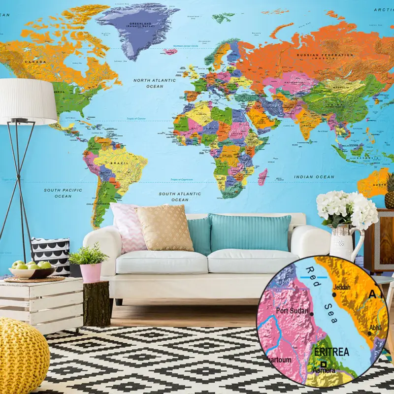 Fotobehang XXL - World Map: Colourful Geography II - 500x280 Acheter Direct