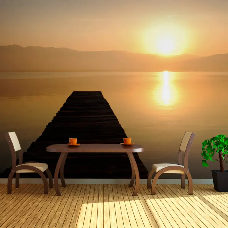 Jusqu’à Épuisement Des Stocks Fotobehang XXL - jetty, lake, sunset... - 550x270