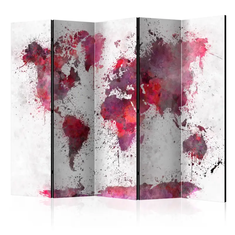 Kamerscherm - World Map: Red Watercolors II [Room Dividers] - 225x172 Vente Flash