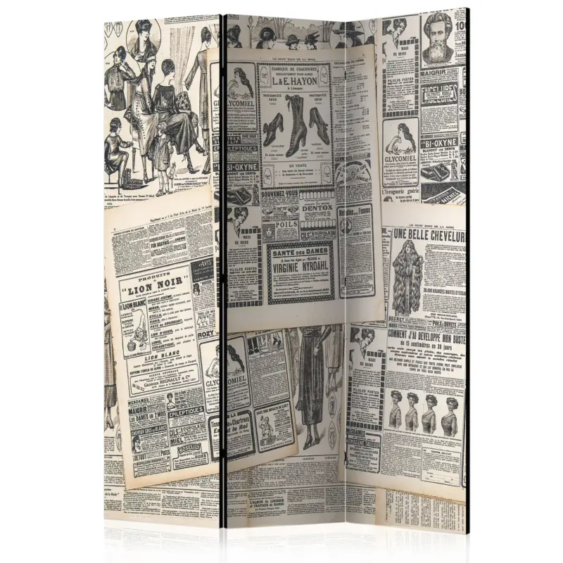 Expédition Rapide Kamerscherm - Vintage Newspapers [Room Dividers] - 135x172